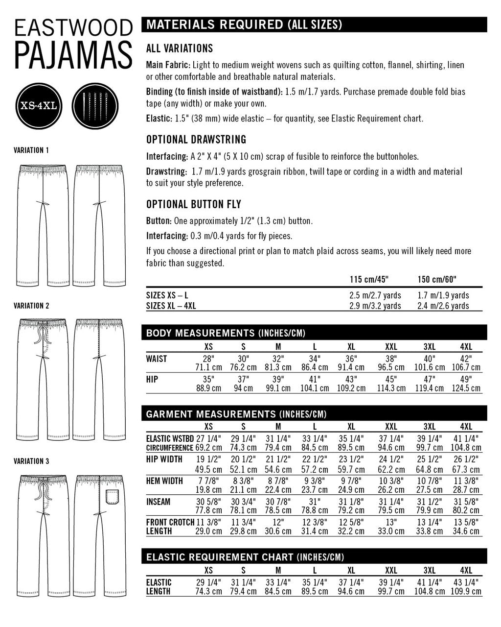 Eastwood Pyjamas Pattern