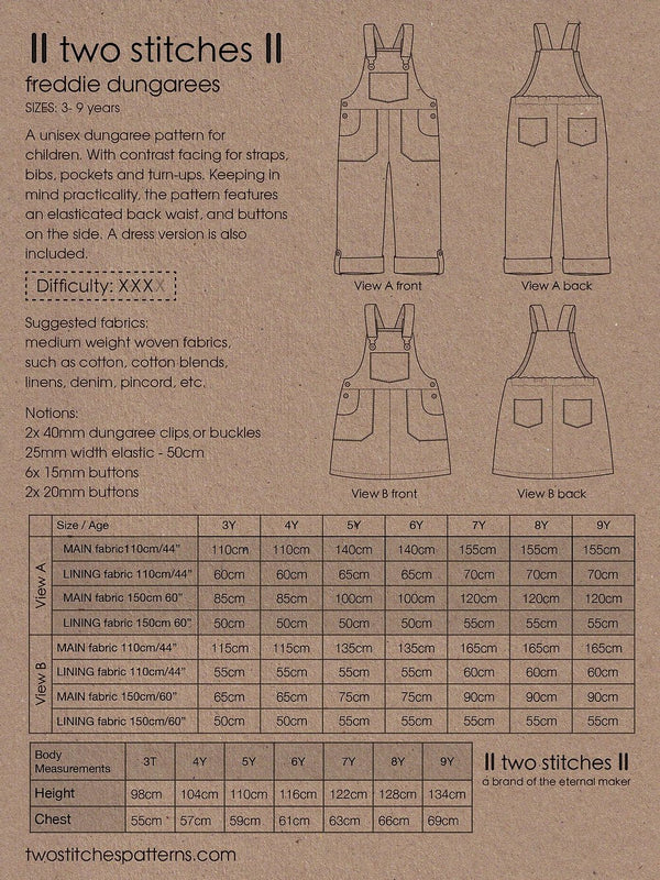 Freddie Dungarees Pattern