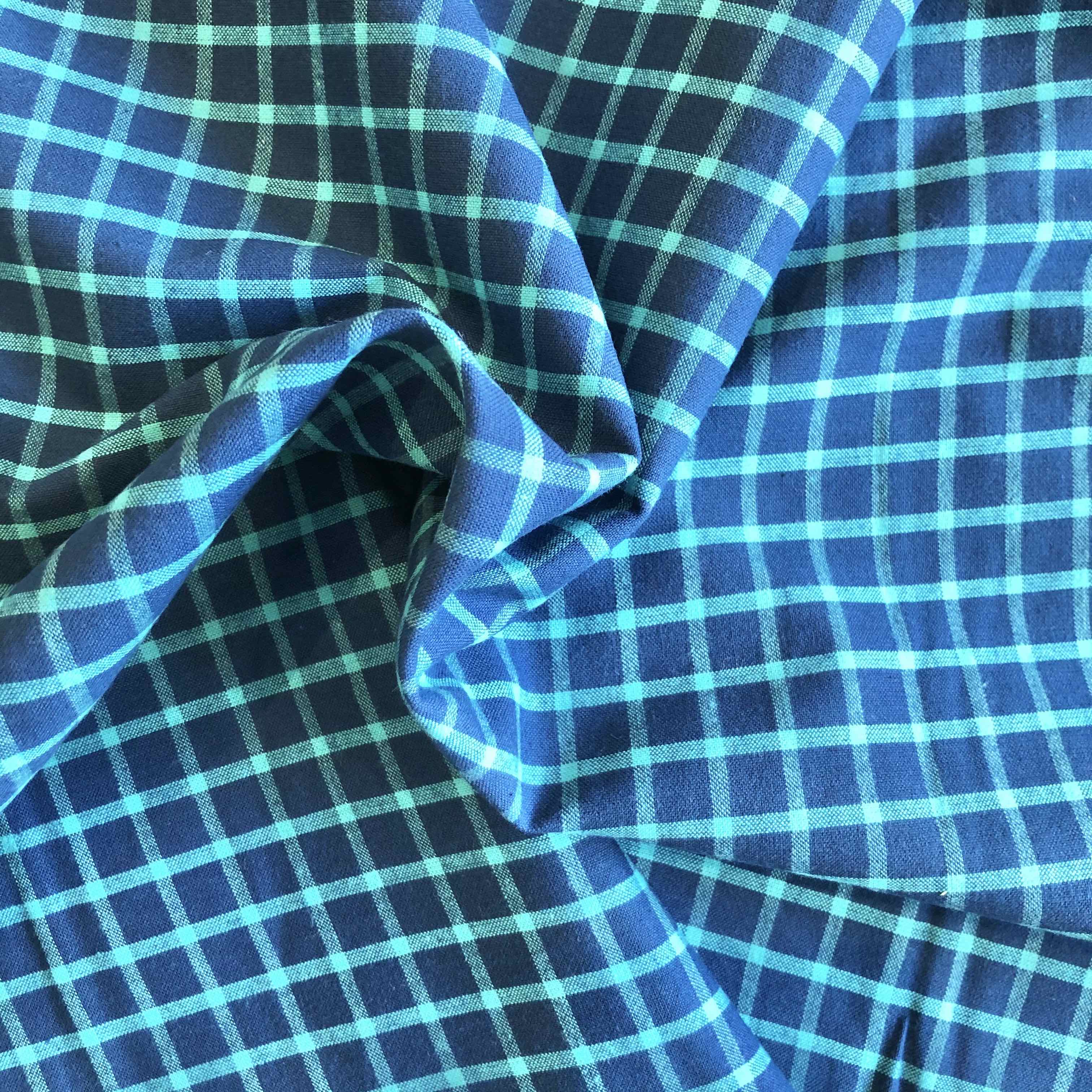 Piccadilly Navy Check - Cotton Shirting